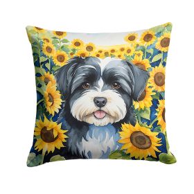 Havanese in Sunflowers Throw Pillow