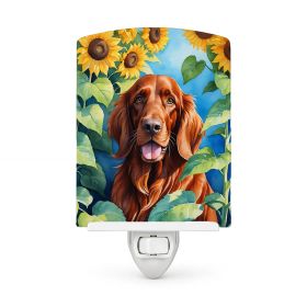 Irish Setter 6098 In Sunflowers Ceramic Night Light