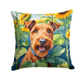 Irish Terrier in Sunflowers Throw Pillow