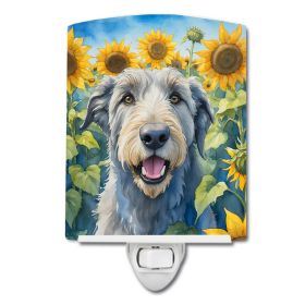 Irish Wolfhound in Sunflowers Ceramic Nightlight