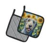 Irish Wolfhound in Sunflowers Pair of Potholders