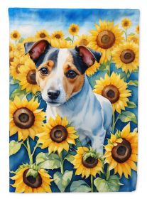 Jack Russell Terrier in Sunflowers House Flag