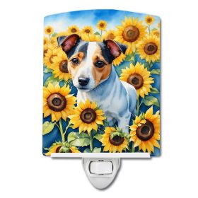 Jack Russell Terrier in Sunflowers Ceramic Nightlight