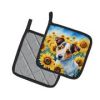 Jack Russell Terrier in Sunflowers Pair of Potholders