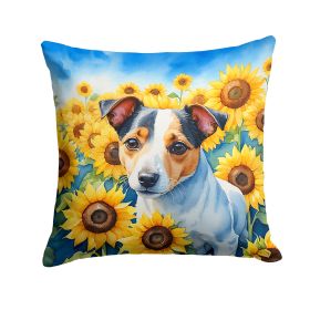Jack Russell Terrier in Sunflowers Throw Pillow