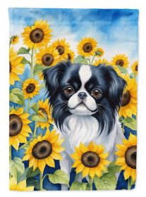 Japanese Chin 1 in Sunflowers House Flag