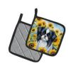 Japanese Chin 1 in Sunflowers Pair of Potholders