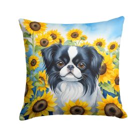Japanese Chin 1 in Sunflowers Throw Pillow