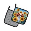 Japanese Chin 2 in Sunflowers Pair of Potholders