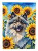 Keeshond in Sunflowers House Flag
