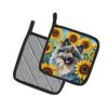 Keeshond in Sunflowers Pair of Potholders