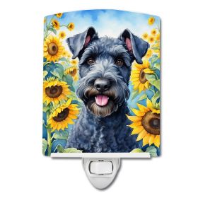 Kerry Blue Terrier in Sunflowers Ceramic Nightlight