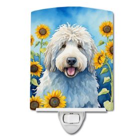 Komondor in Sunflowers Ceramic Nightlight