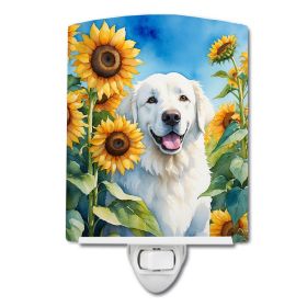 Kuvasz in Sunflowers Ceramic Nightlight