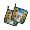 Kuvasz in Sunflowers Pair of Potholders