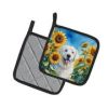Kuvasz in Sunflowers Pair of Potholders