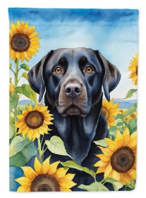 Labrador Retriever 1 in Sunflowers House Flag