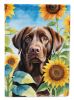 Labrador Retriever 2 in Sunflowers House Flag