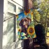 Labrador Retriever 2 in Sunflowers House Flag