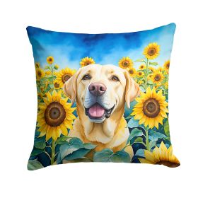 Labrador Retriever - Yellow - in Sunflowers Throw Pillow