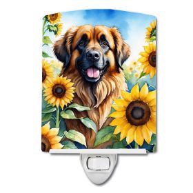 Leonberger in Sunflowers Ceramic Nightlight
