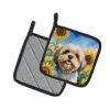 Lhasa Apso in Sunflowers Pair of Potholders