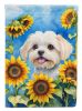 Maltese in Sunflowers House Flag