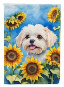 Maltese in Sunflowers House Flag