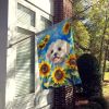 Maltese in Sunflowers House Flag