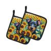 Manchester Terrier in Sunflowers Pair of Potholders