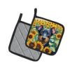 Manchester Terrier in Sunflowers Pair of Potholders