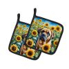 Mastiff in Sunflowers Pair of Potholders