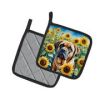Mastiff in Sunflowers Pair of Potholders