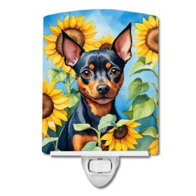 Min Pin in Sunflowers Ceramic Nightlight