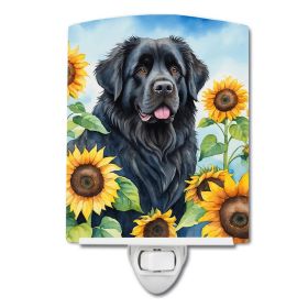 Newfoundland - Black - in Sunflowers Ceramic Nightlight