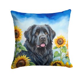 Newfoundland 1 in Sunflowers Throw Pillow