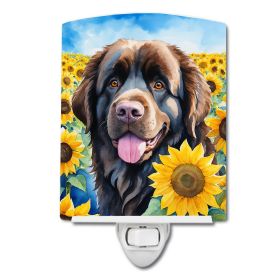 Newfoundland - Chocolate - in Sunflowers Ceramic Nightlight