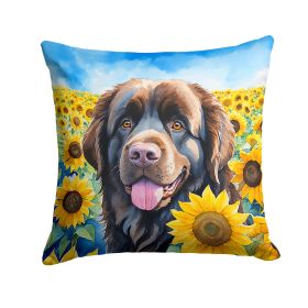 Newfoundland 2 in Sunflowers Throw Pillow