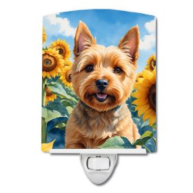 Norwich Terrier in Sunflowers Ceramic Nightlight