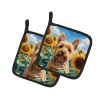 Norwich Terrier in Sunflowers Pair of Potholders