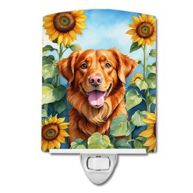 Nova Scotia Duck Trolling Retriever in Sunflowers Ceramic Nightlight