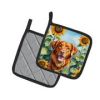 Nova Scotia Duck Trolling Retriever in Sunflowers Pair of Potholders