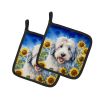 Old English Sheepdog in Sunflowers Pair of Potholders