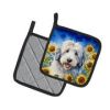 Old English Sheepdog in Sunflowers Pair of Potholders