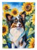 Papillon in Sunflowers House Flag