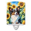 Papillon in Sunflowers Ceramic Nightlight