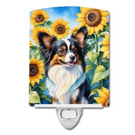 Papillon in Sunflowers Ceramic Nightlight
