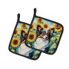 Papillon in Sunflowers Pair of Potholders