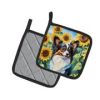 Papillon in Sunflowers Pair of Potholders