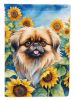 Pekingese in Sunflowers House Flag